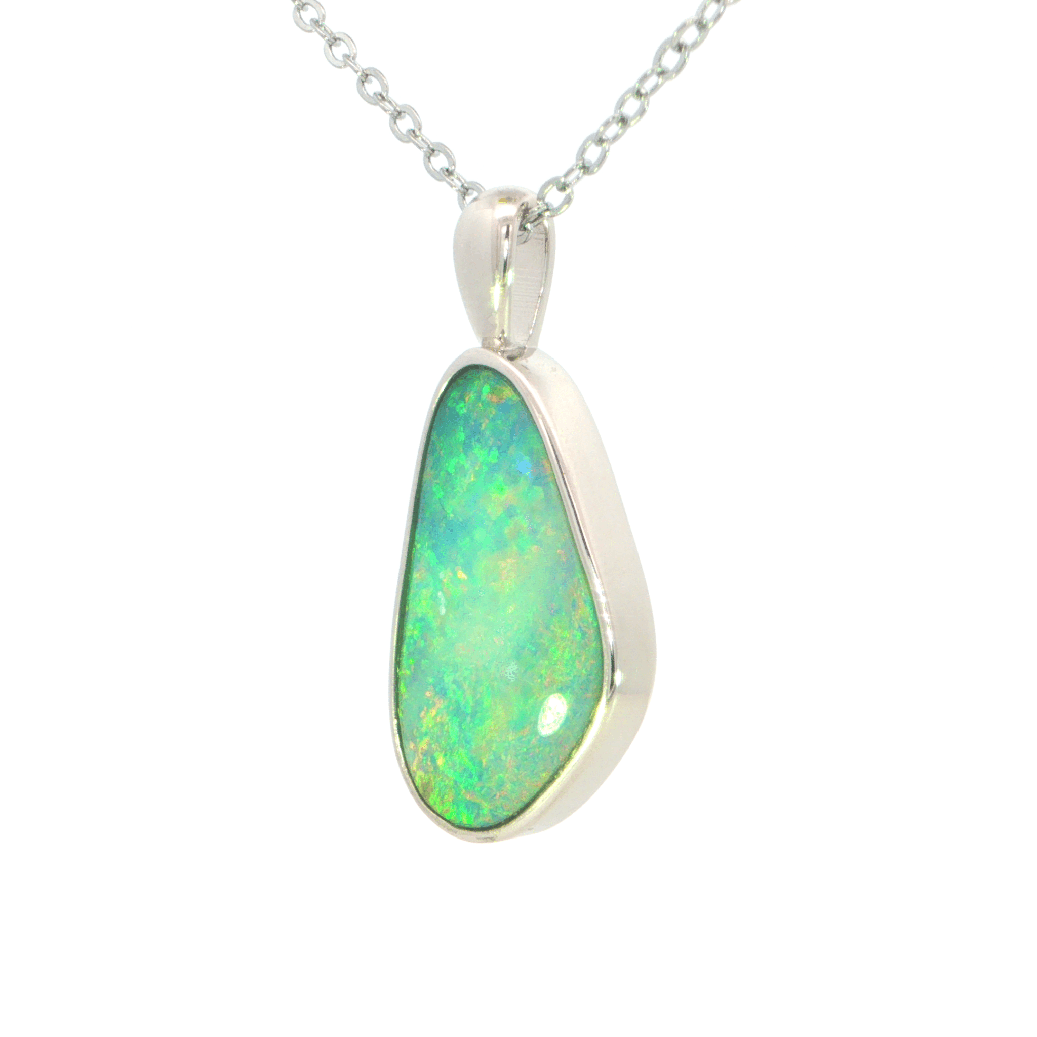 Australian Doublet Opal Pendant set in 925 Sterling Silver - Multicolour - Australian Opal Cutters and Pearl Divers