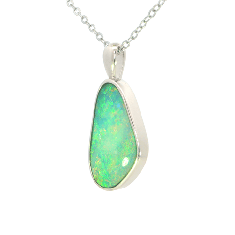 Australian Doublet Opal Pendant set in 925 Sterling Silver - Multicolour - Australian Opal Cutters and Pearl Divers