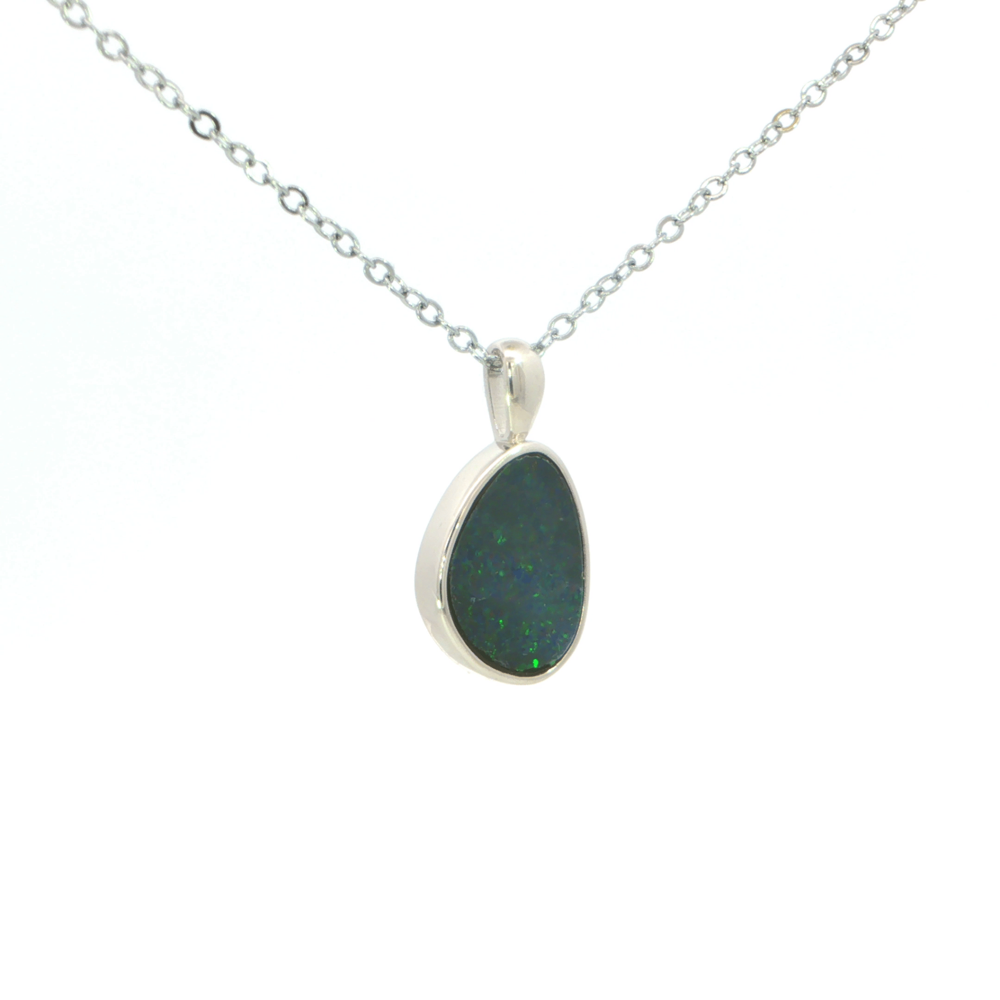 Australian Doublet Opal Pendant set in 925 Sterling Silver - Multicolour - Australian Opal Cutters and Pearl Divers