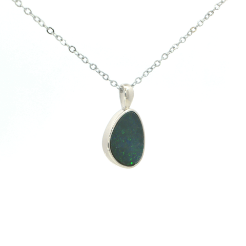 Australian Doublet Opal Pendant set in 925 Sterling Silver - Multicolour - Australian Opal Cutters and Pearl Divers