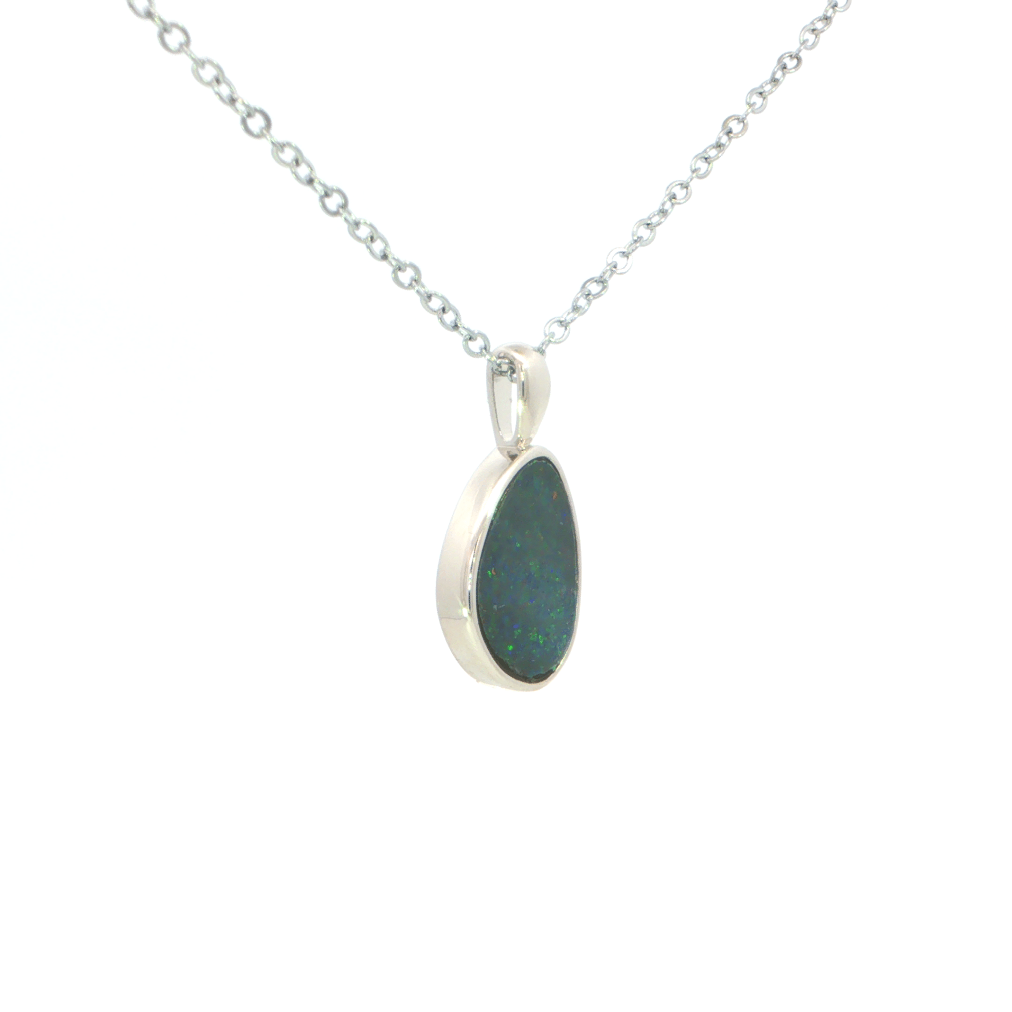 Australian Doublet Opal Pendant set in 925 Sterling Silver - Multicolour - Australian Opal Cutters and Pearl Divers