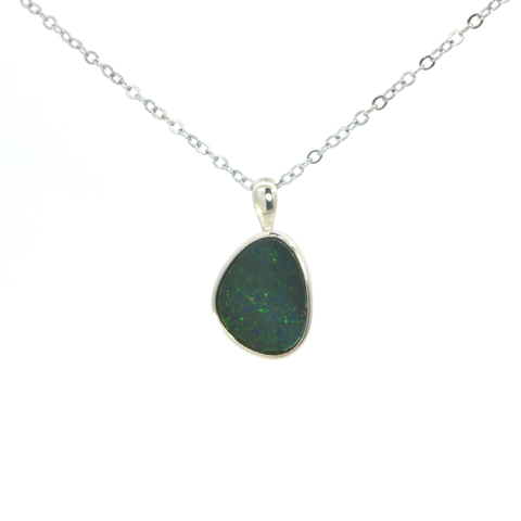 Australian Doublet Opal Pendant set in 925 Sterling Silver - Multicolour - Australian Opal Cutters and Pearl Divers