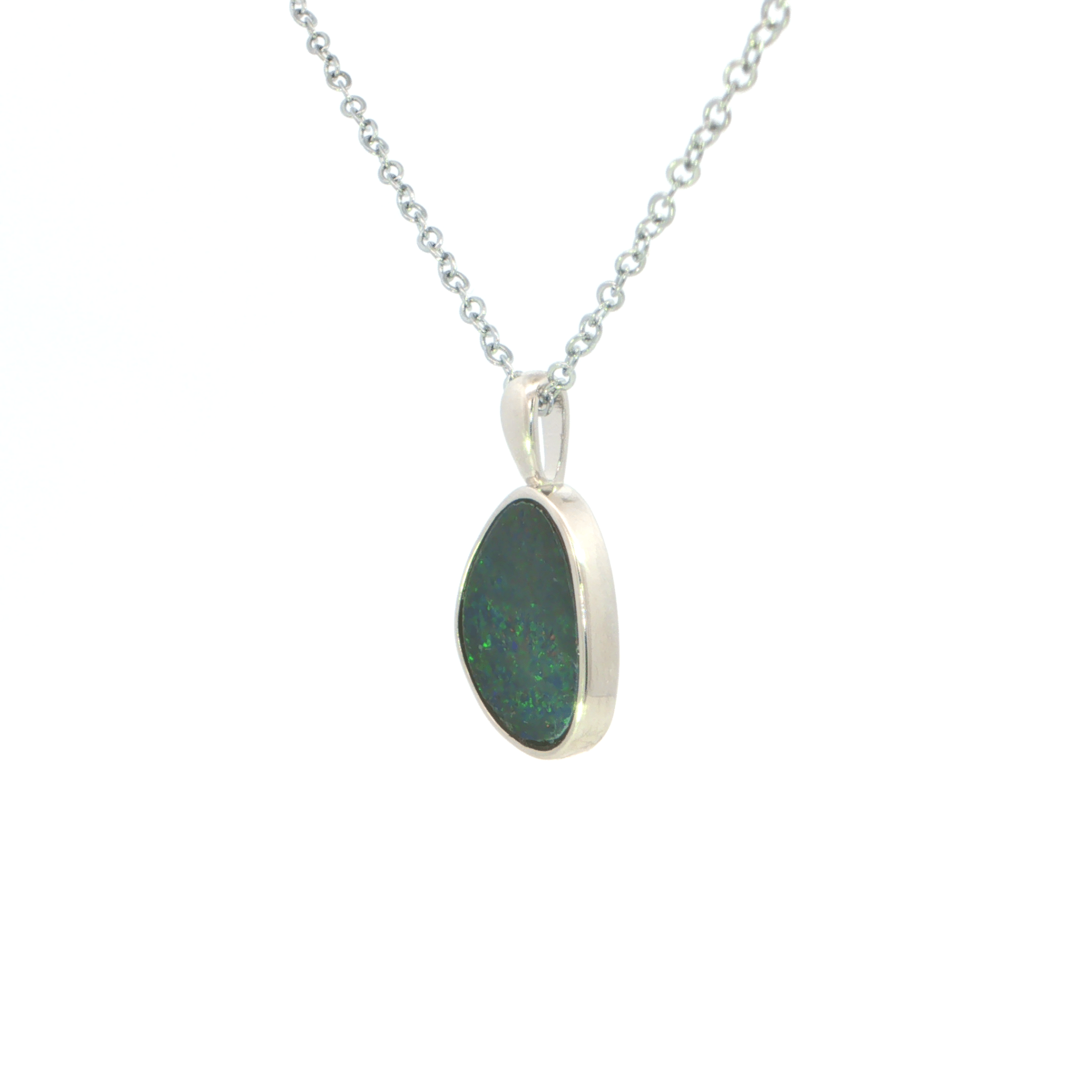 Australian Doublet Opal Pendant set in 925 Sterling Silver - Multicolour - Australian Opal Cutters and Pearl Divers