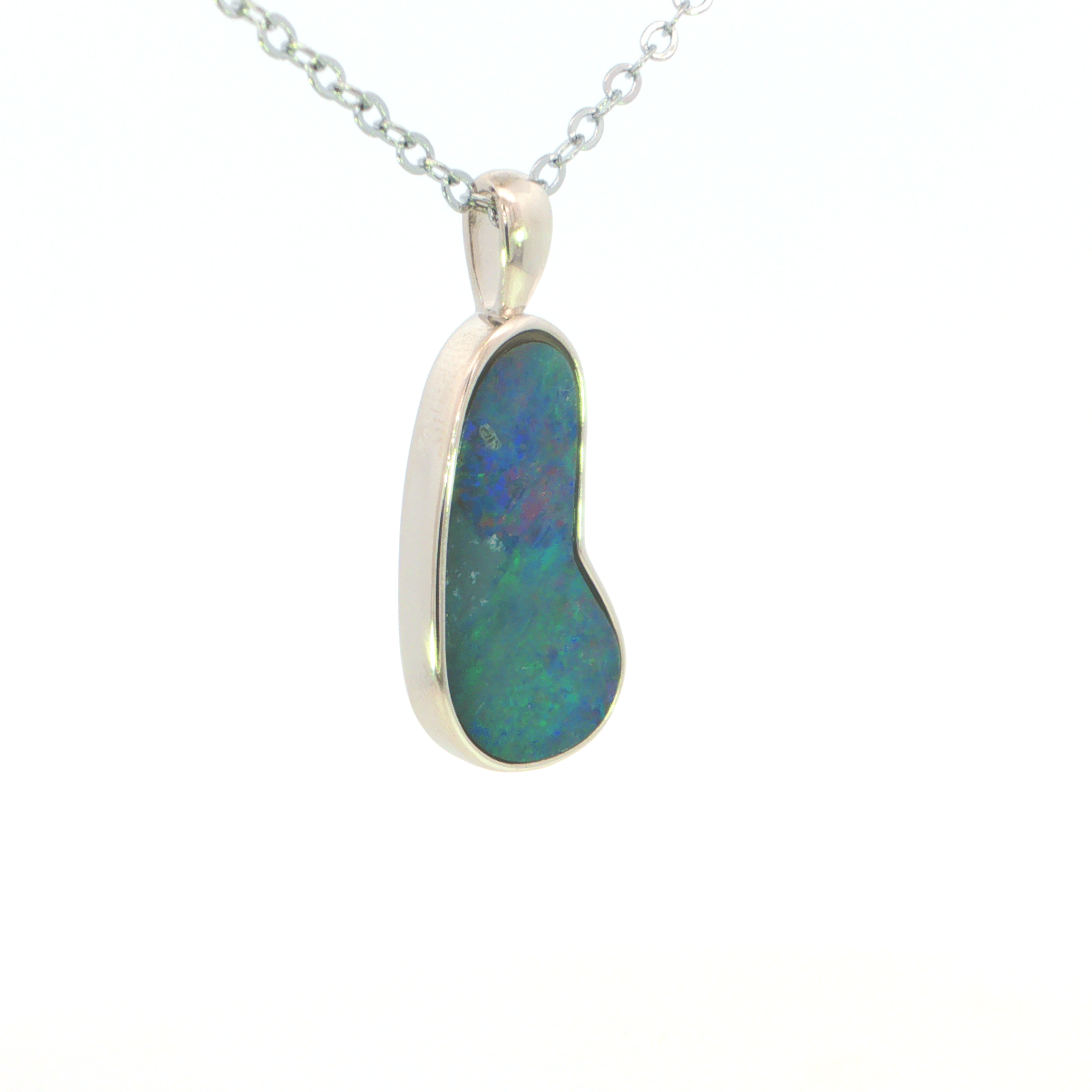 Australian Doublet Opal Pendant set in 925 Sterling Silver - Multicolour - Australian Opal Cutters and Pearl Divers
