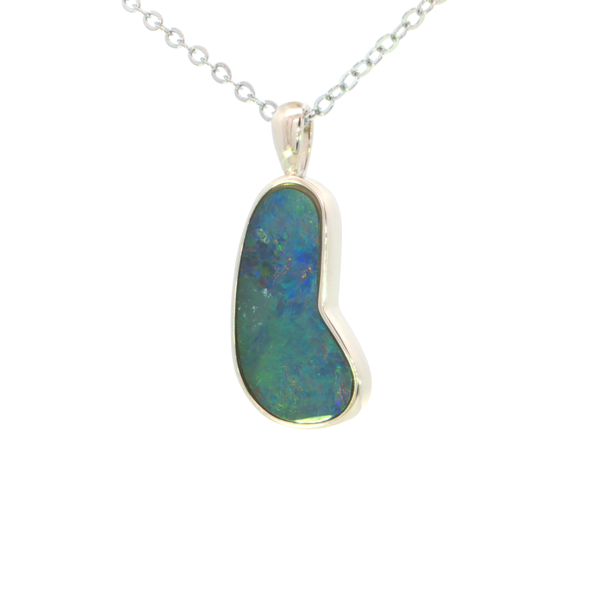Australian Doublet Opal Pendant set in 925 Sterling Silver - Multicolour - Australian Opal Cutters and Pearl Divers