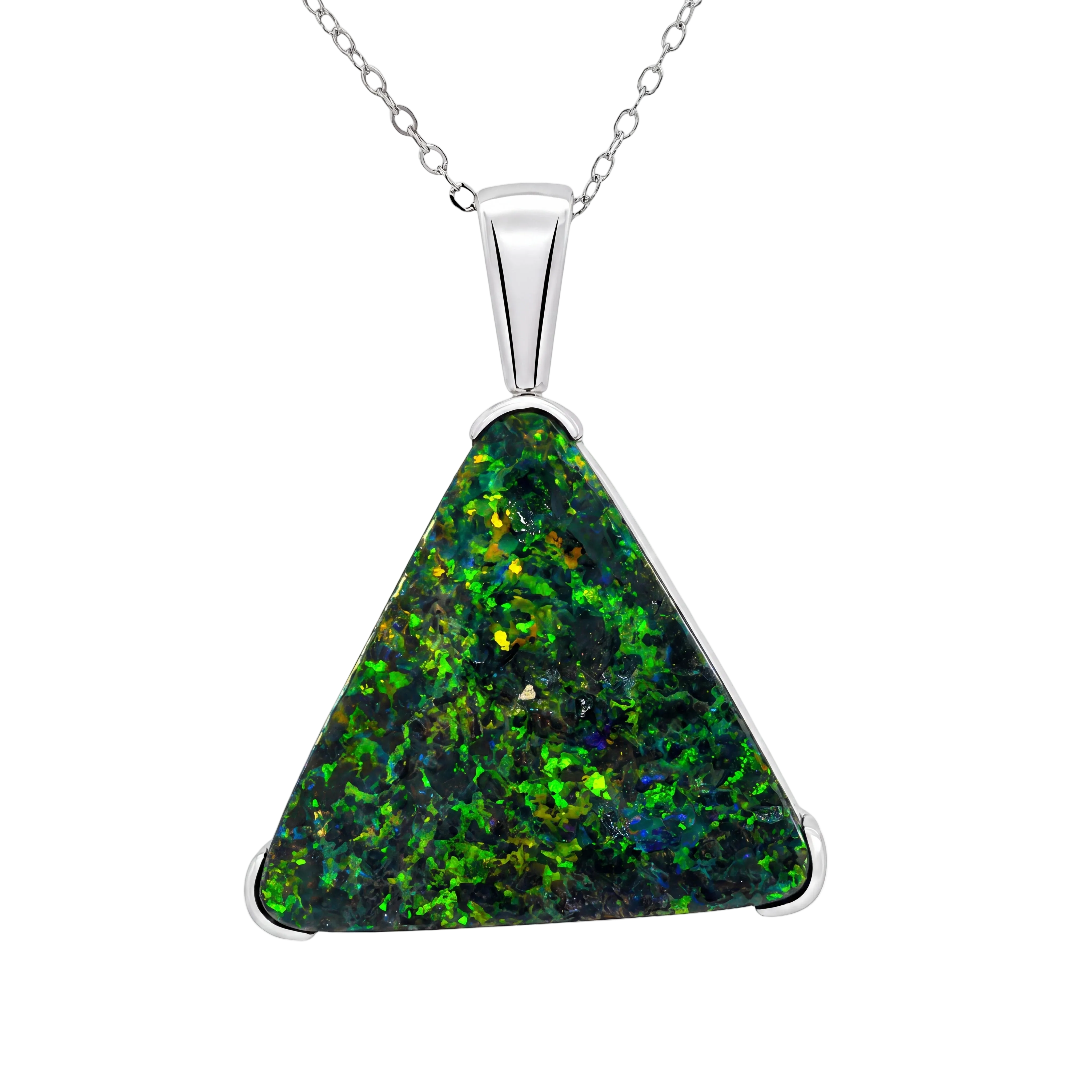Australian Boulder Opal Pendant in 925 Sterling Silver - Multicolour - Australian Opal Cutters and Pearl Divers