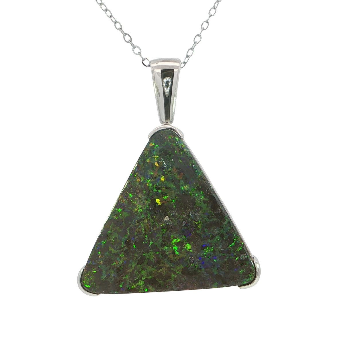 Australian Boulder Opal Pendant in 925 Sterling Silver - Multicolour