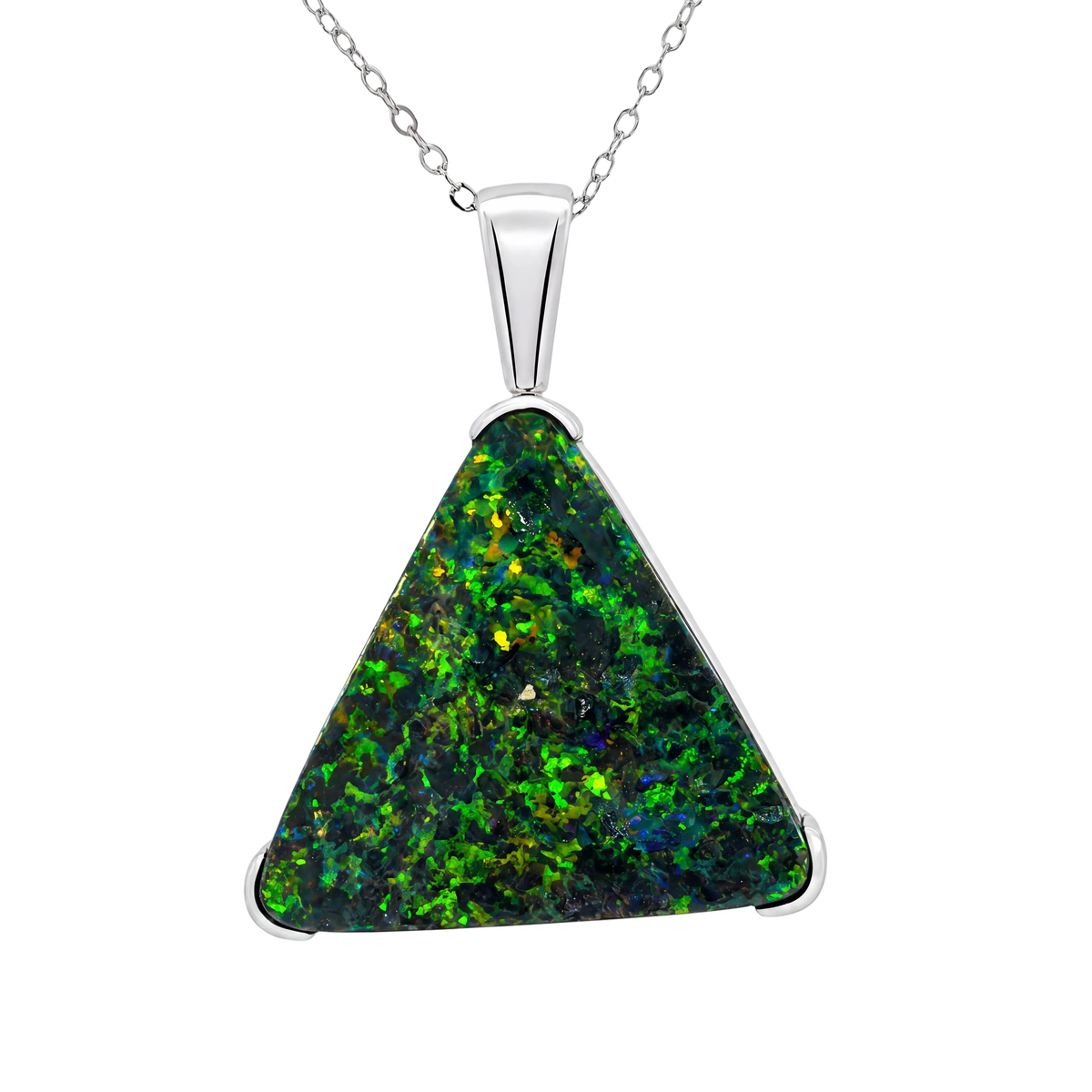 Australian Boulder Opal Pendant in 925 Sterling Silver - Multicolour - Australian Opal Cutters and Pearl Divers