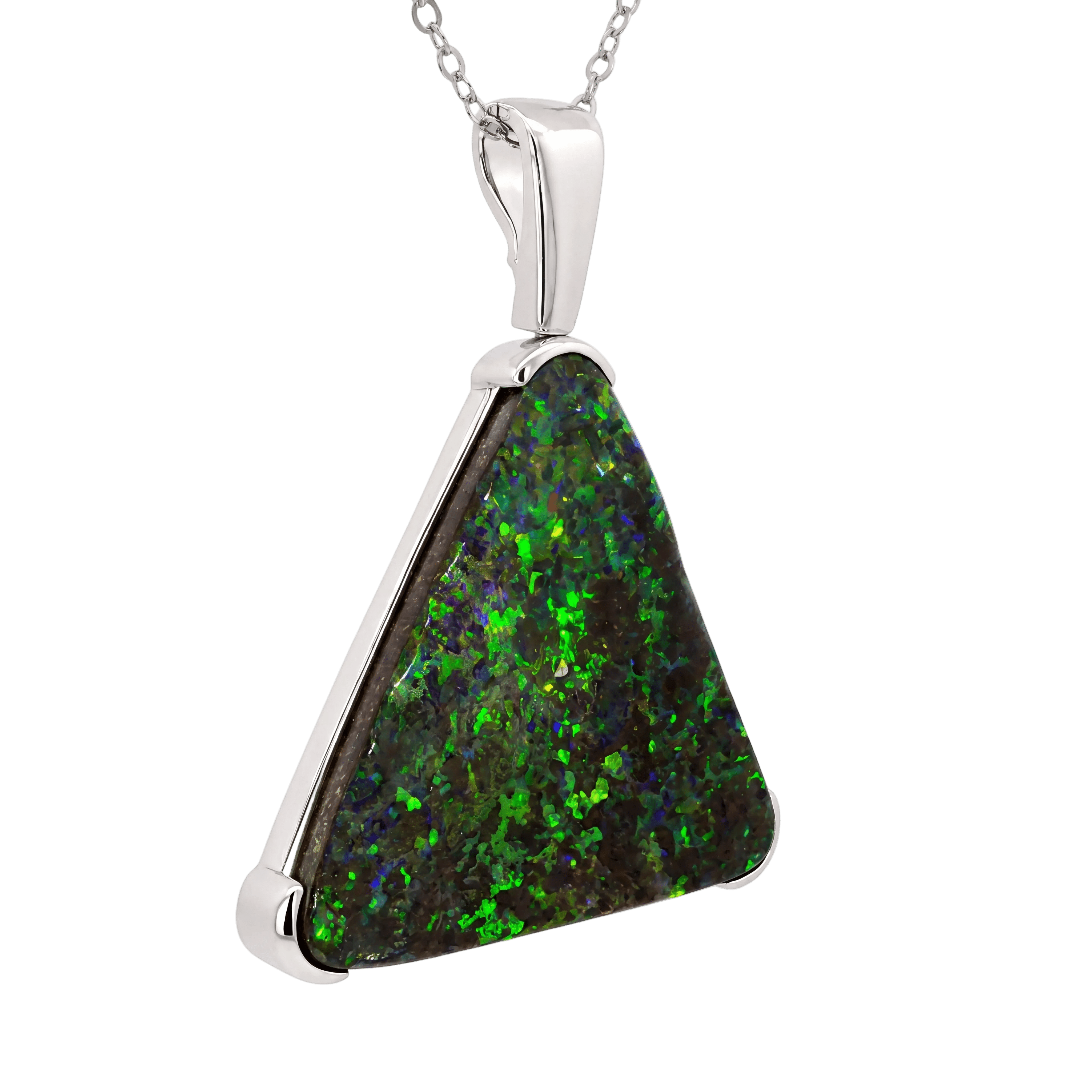 Australian Boulder Opal Pendant in 925 Sterling Silver - Multicolour - Australian Opal Cutters and Pearl Divers