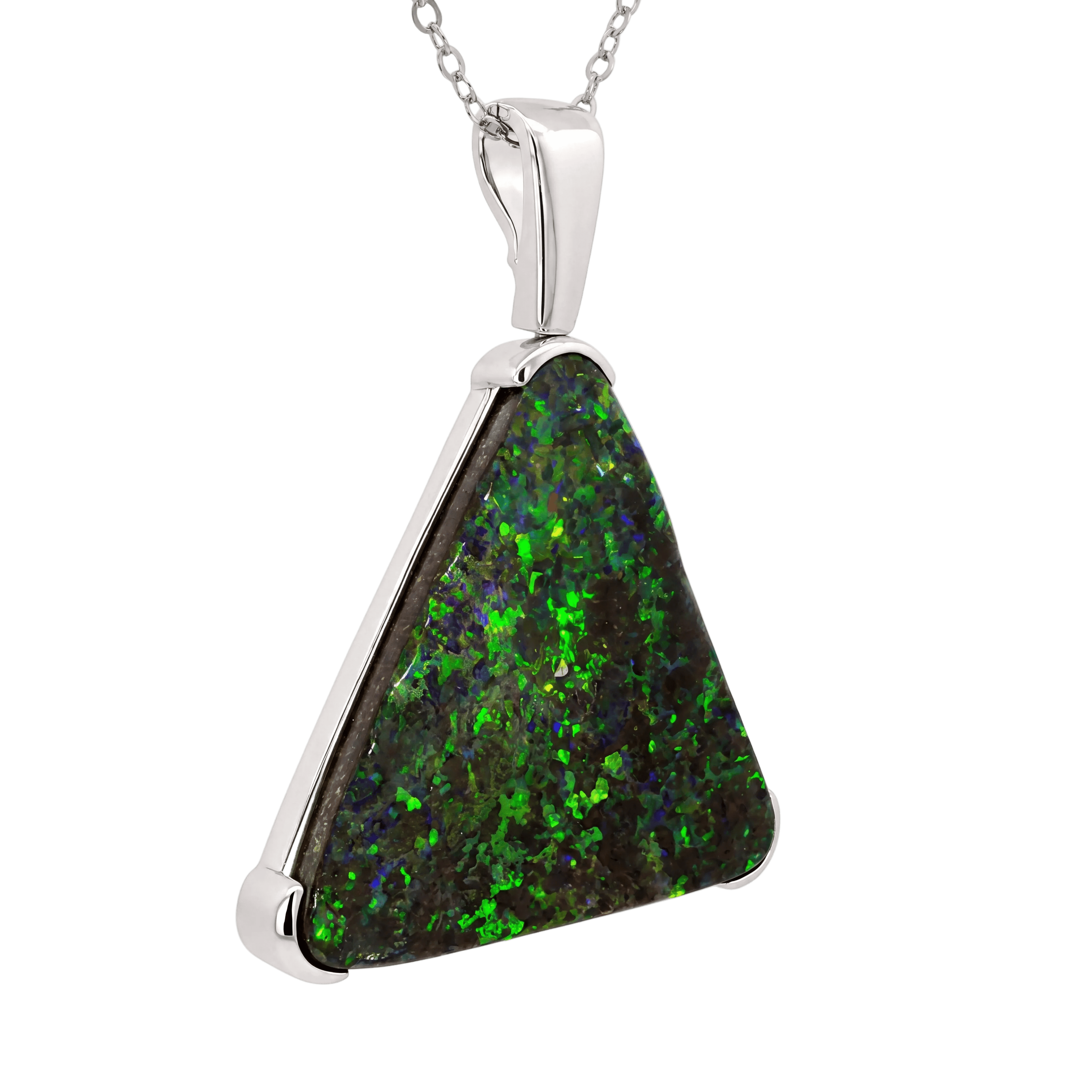 Australian Boulder Opal Pendant in 925 Sterling Silver - Multicolour - Australian Opal Cutters and Pearl Divers