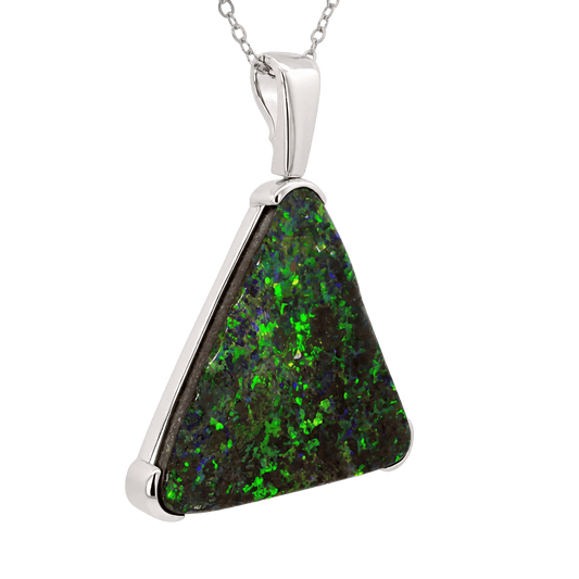 Australian Boulder Opal Pendant in 925 Sterling Silver - Multicolour - Australian Opal Cutters and Pearl Divers