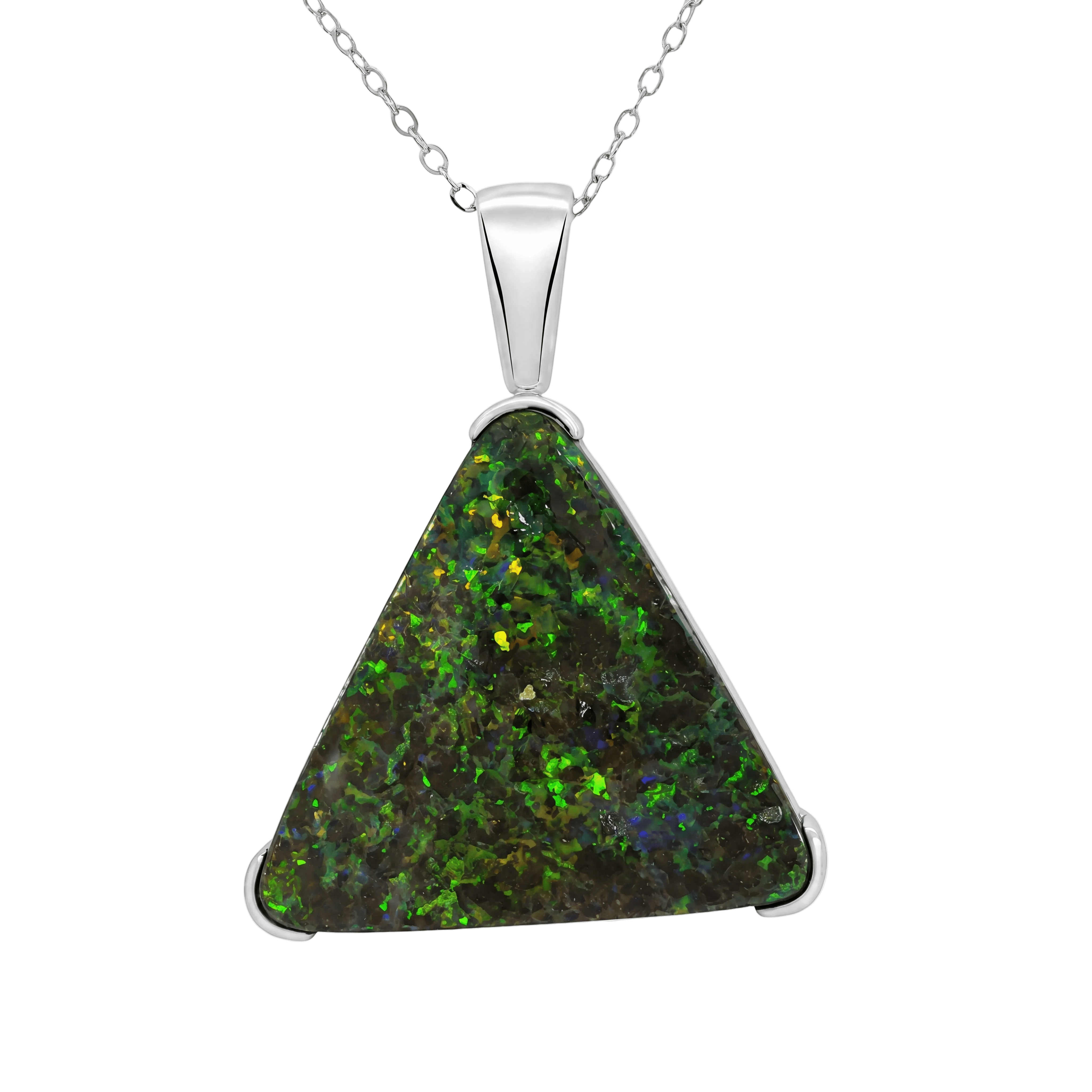 Australian Boulder Opal Pendant in 925 Sterling Silver - Multicolour - Australian Opal Cutters and Pearl Divers