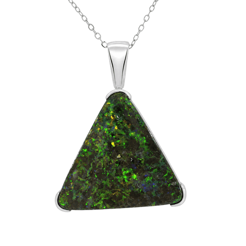 Australian Boulder Opal Pendant in 925 Sterling Silver - Multicolour - Australian Opal Cutters and Pearl Divers