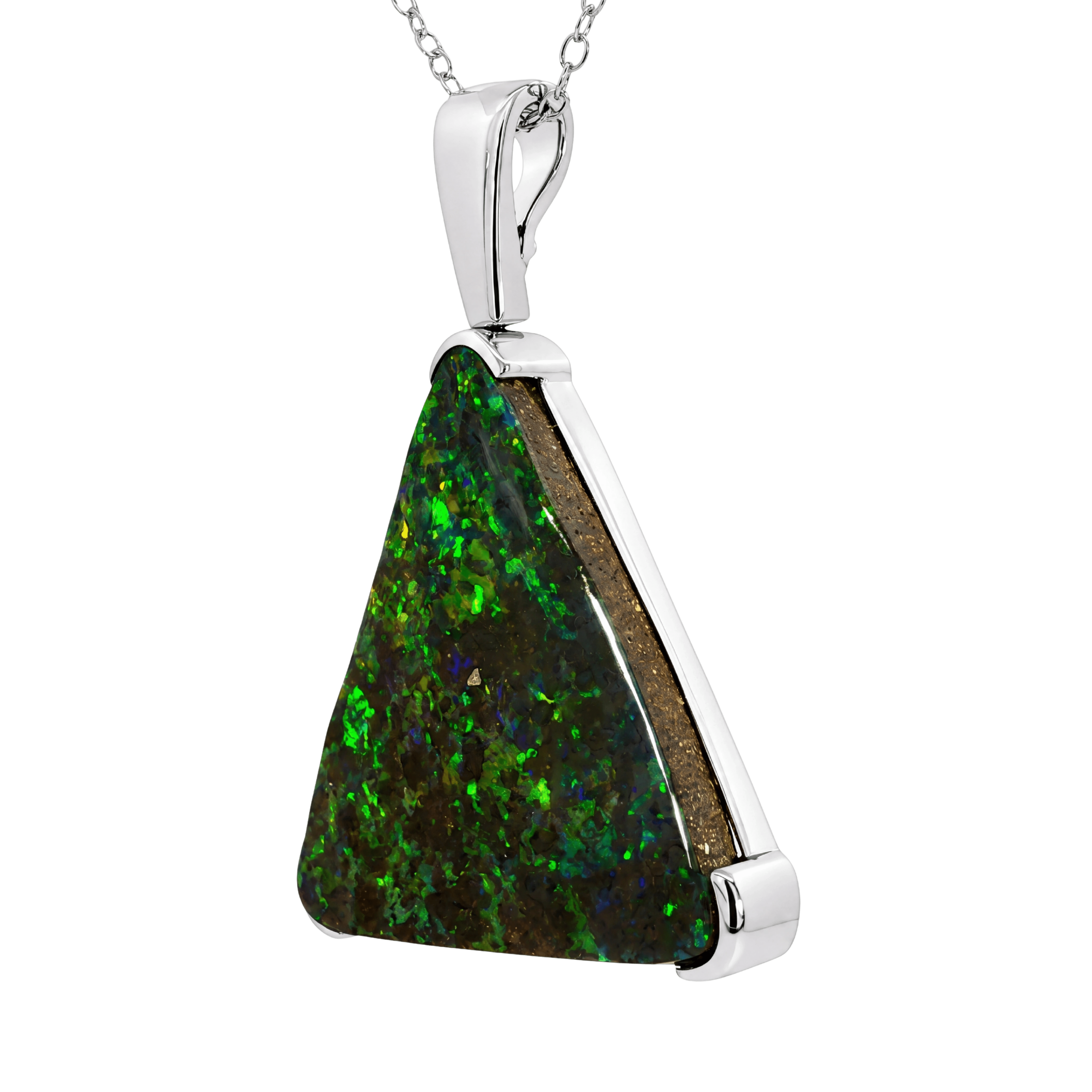 Australian Boulder Opal Pendant in 925 Sterling Silver - Multicolour - Australian Opal Cutters and Pearl Divers