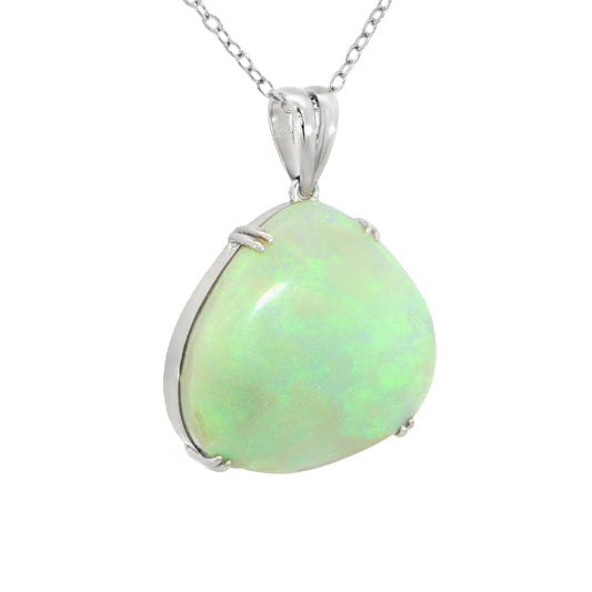 Australian Light Opal Pendant in 925 Sterling Silver - Green-Blue - Australian Opal Cutters and Pearl Divers