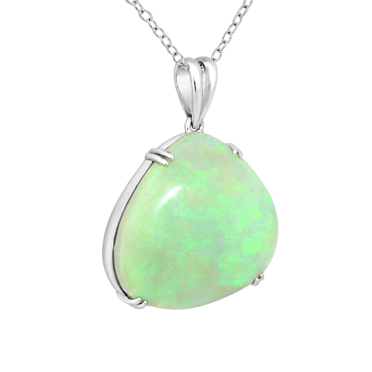 Australian Light Opal Pendant in 925 Sterling Silver - Green-Blue - Australian Opal Cutters and Pearl Divers