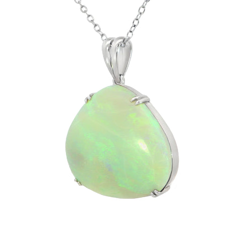 Australian Light Opal Pendant in 925 Sterling Silver - Green-Blue
