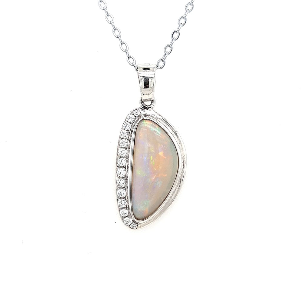 Natural Australian Dark Opal Pendant Set in Sterling Silver