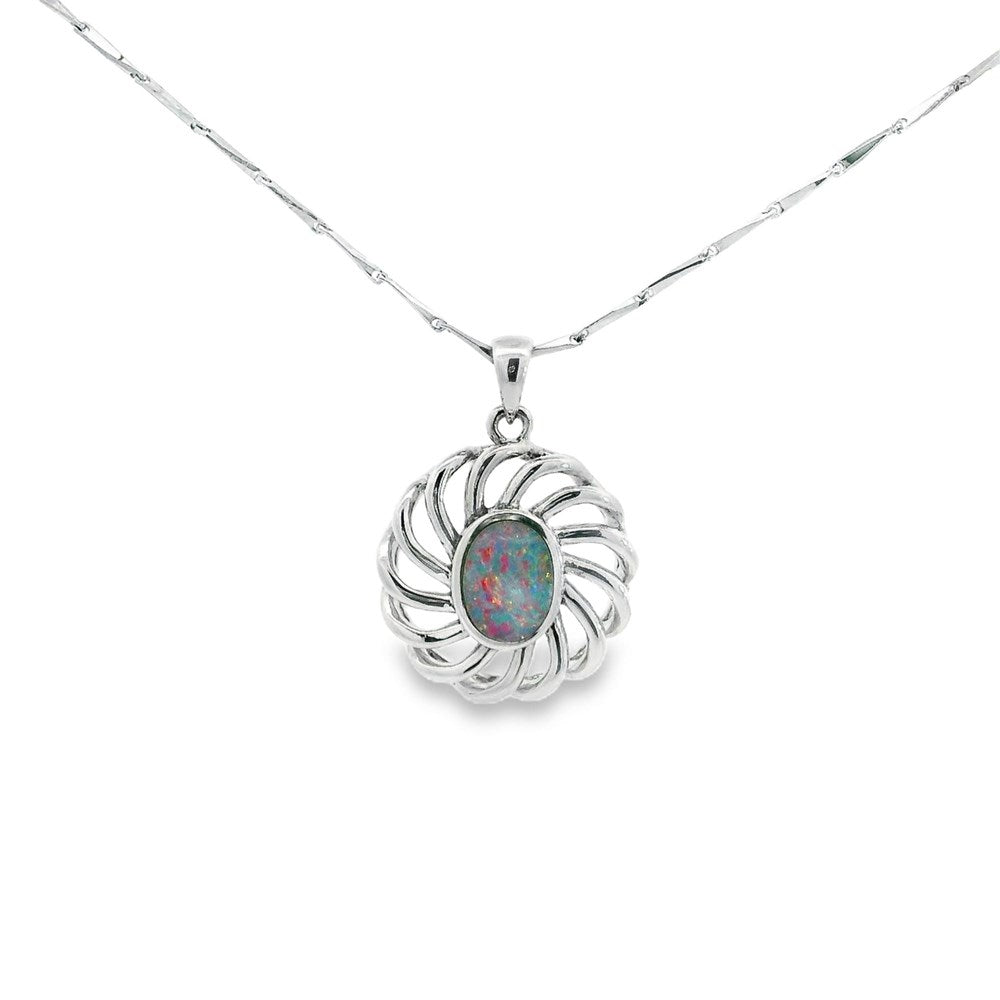 Australian Opal Doublet Pendant set in Sterling Silver