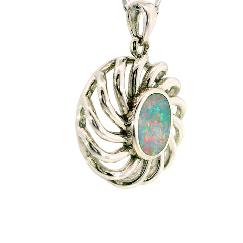 Doublet Opal Pendant in 925 Sterling Silver - Multicolour