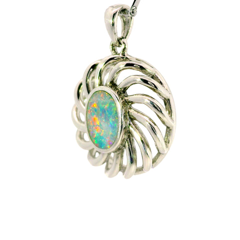 Doublet Opal Pendant in 925 Sterling Silver - Multicolour