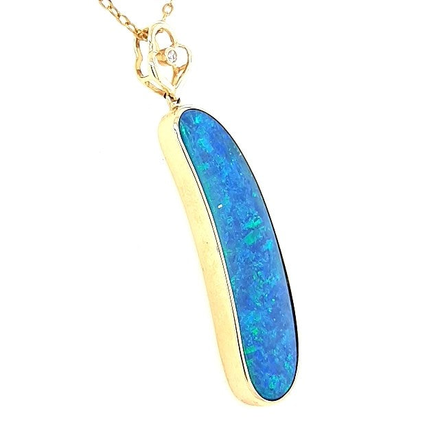 Australian Doublet Opal Pendant Set in 14K Yellow Gold