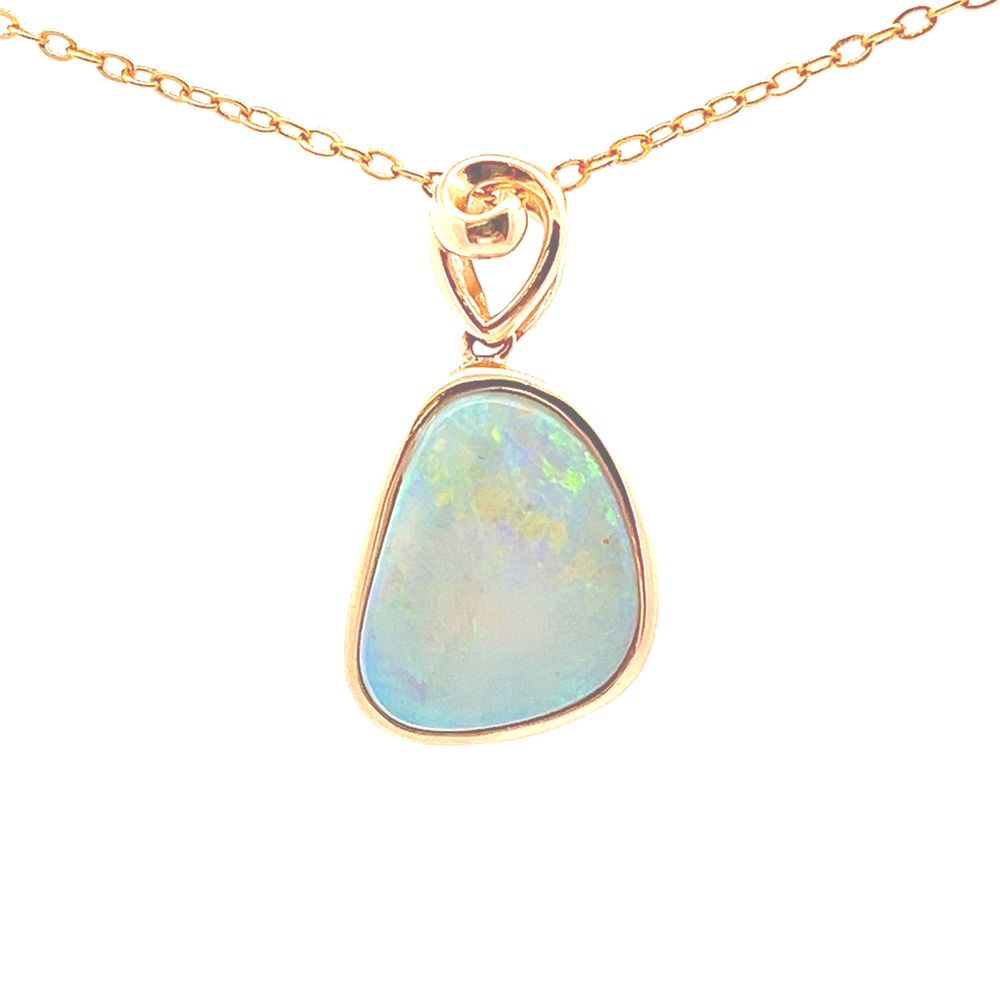 Australian Light Opal 4.82 Carats Set in 14 Karat Yellow Gold