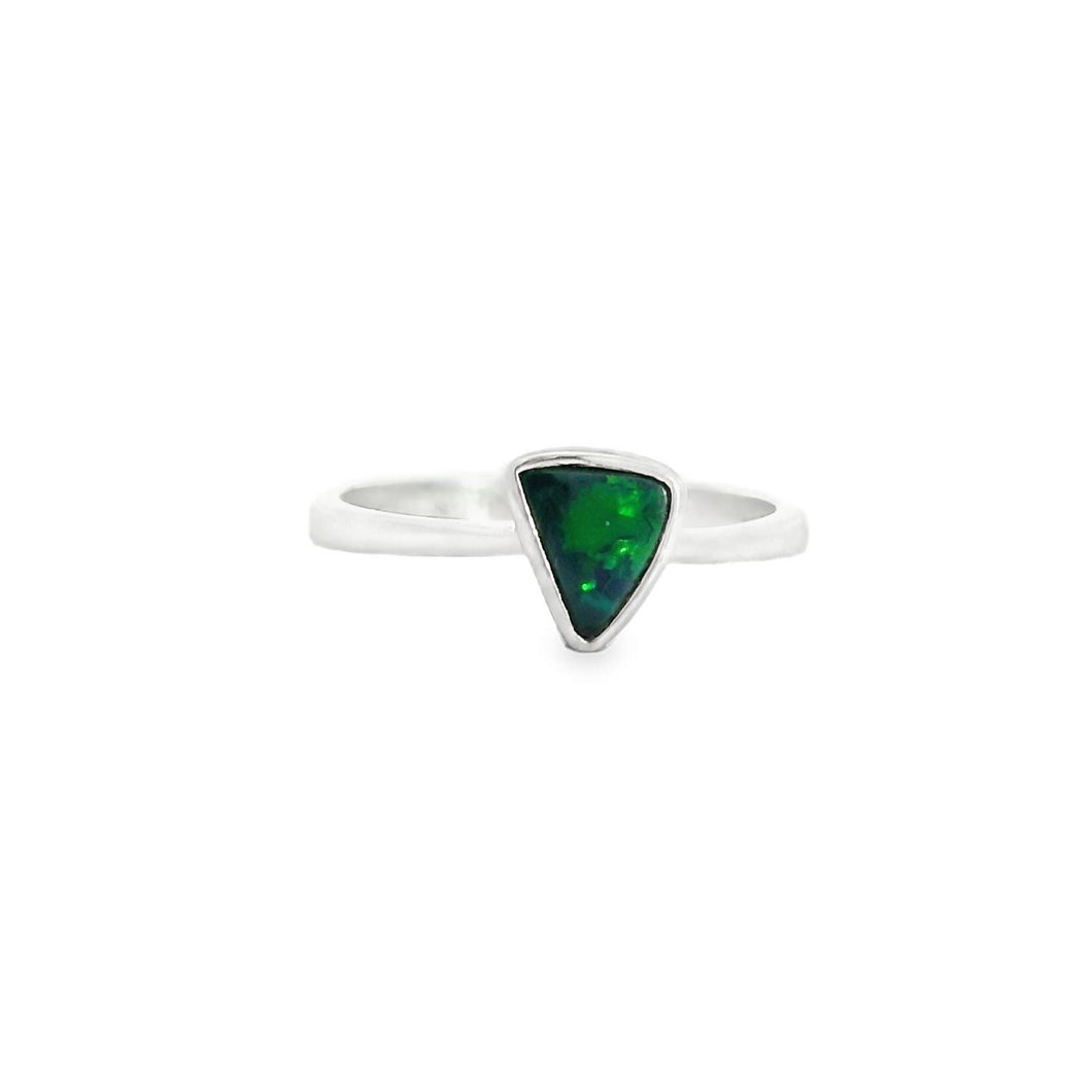 Australian Opal Black Ring set in Sterling Silver