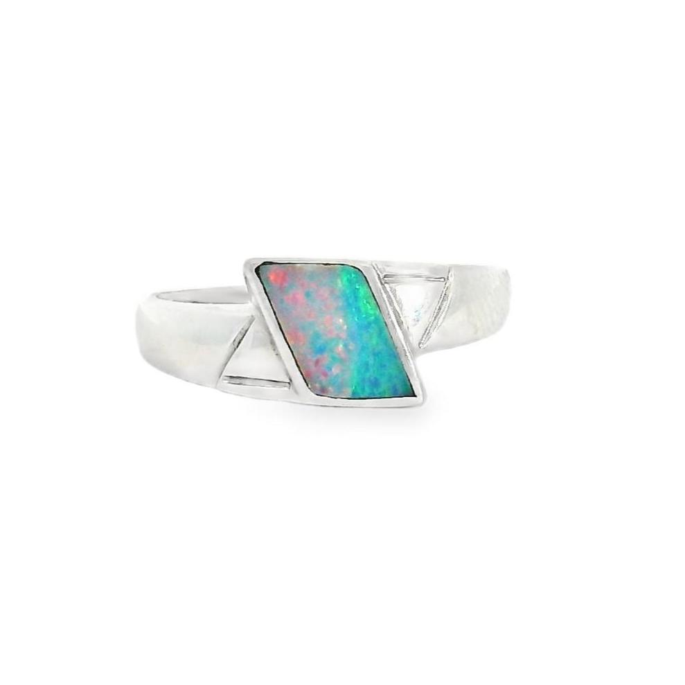 Australian Doublet Opal Ring Set in Sterling Silver