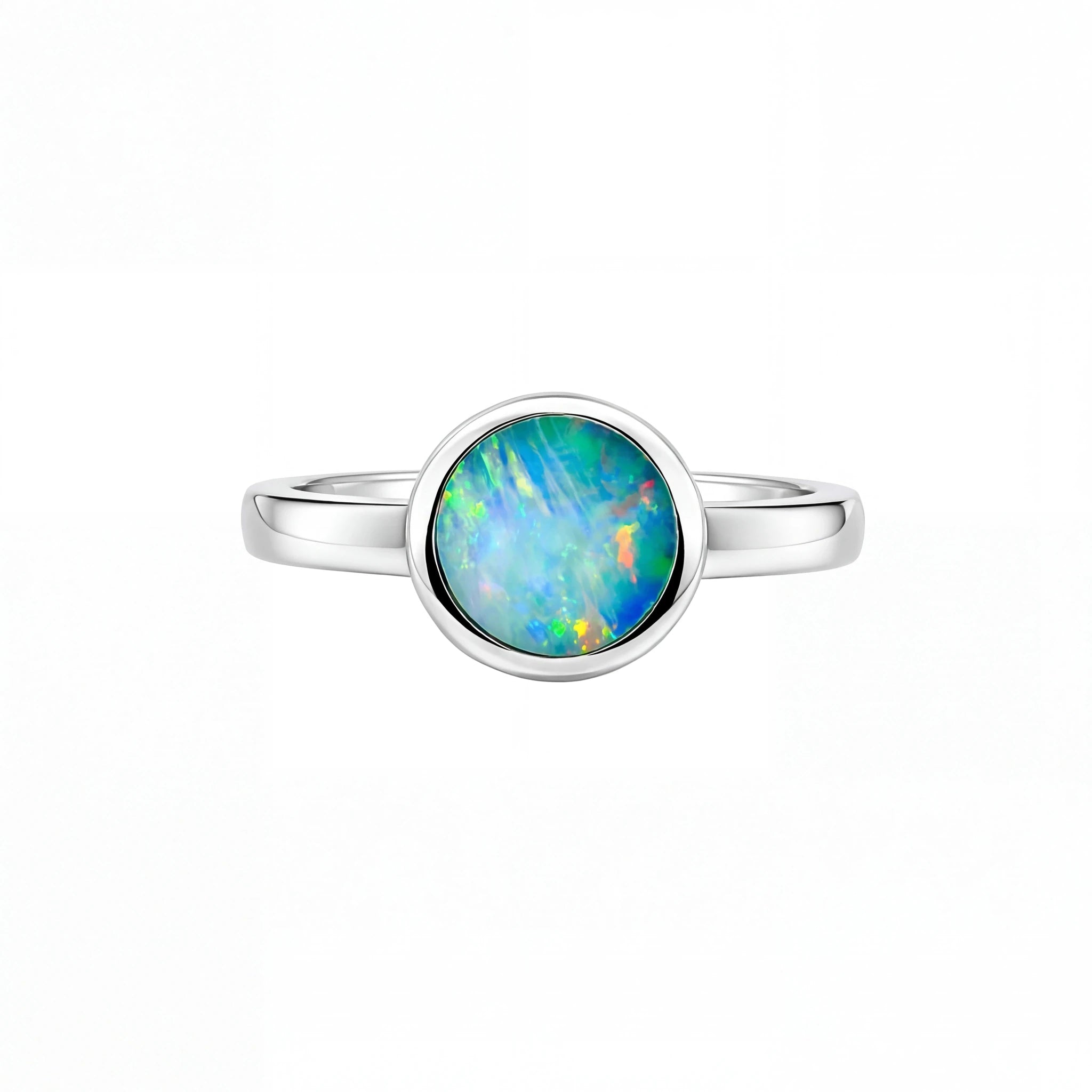 Doublet Opal Ring in 925 Sterling Silver - Multicolour - Australian Opal Cutters and Pearl Divers