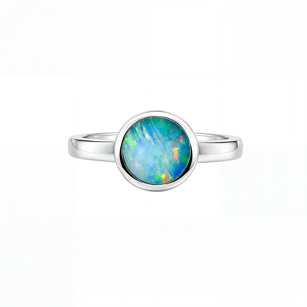 Doublet Opal Ring in 925 Sterling Silver - Multicolour
