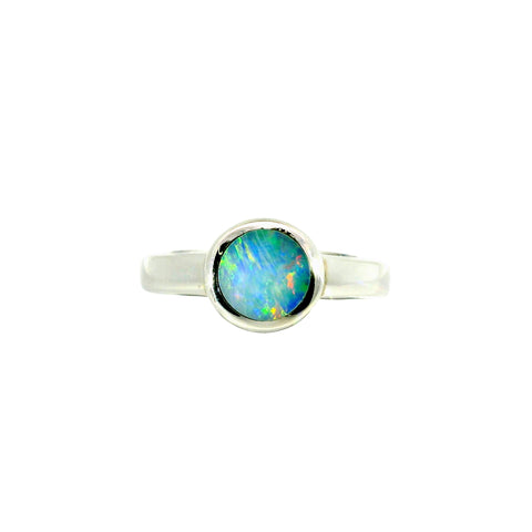 Doublet Opal Ring in 925 Sterling Silver - Multicolour