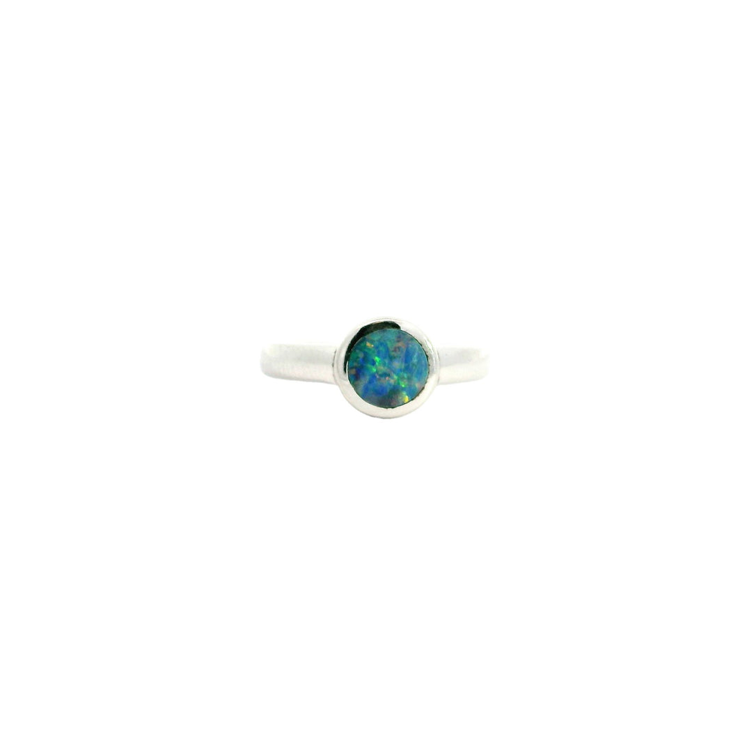 Australian Doublet Opal Ring Set in Sterling Silver