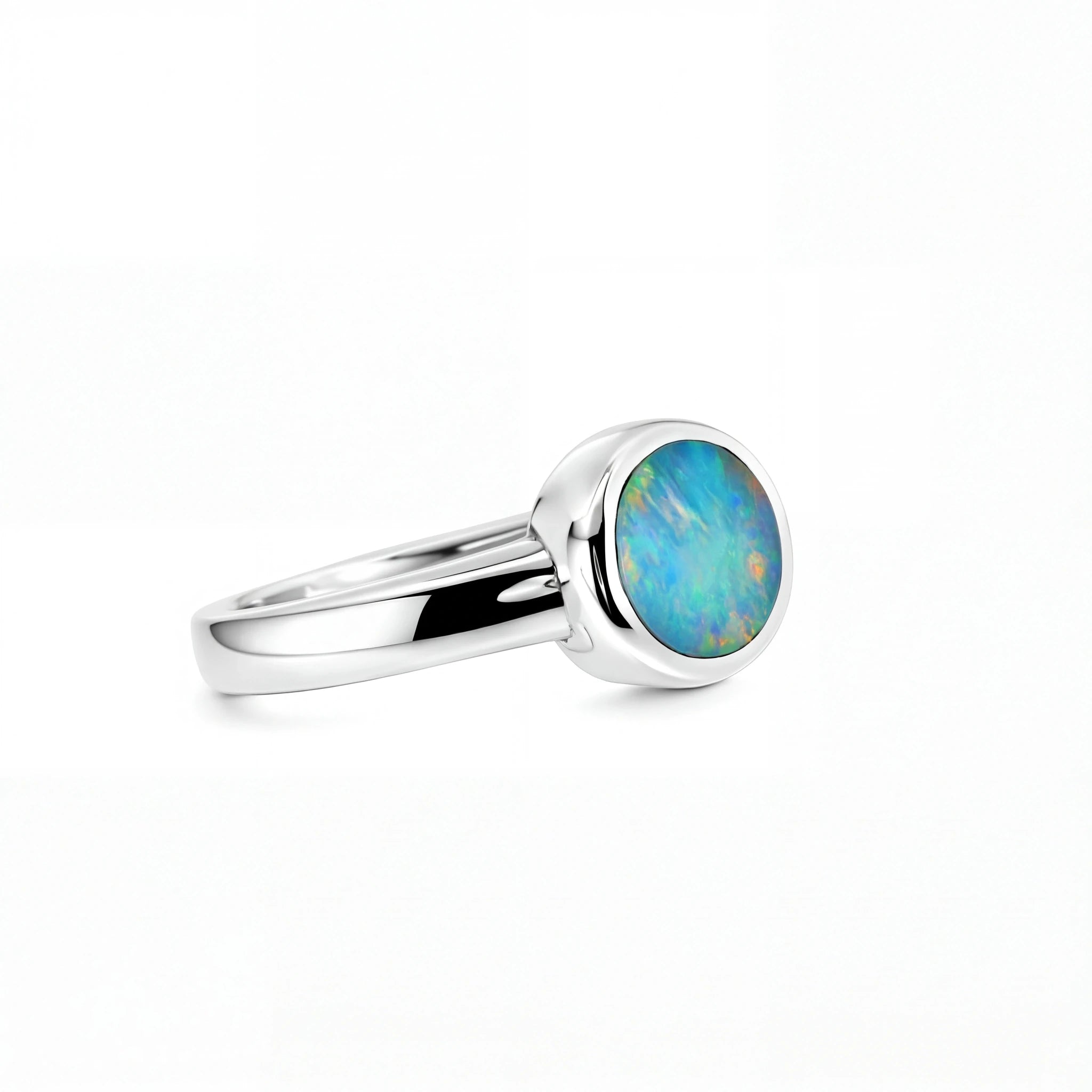 Doublet Opal Ring in 925 Sterling Silver - Multicolour - Australian Opal Cutters and Pearl Divers