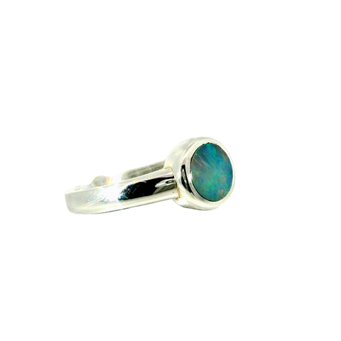 Doublet Opal Ring in 925 Sterling Silver - Multicolour