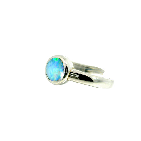 Doublet Opal Ring in 925 Sterling Silver - Multicolour