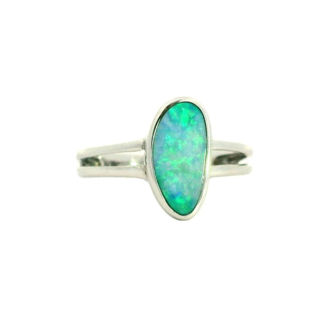 Australian Doublet Opal Ring Set in Sterling Silver