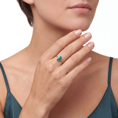 Australian Black Opal Ring set in 14K Yellow Gold