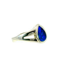 Doublet Opal Ring in 925 Sterling Silver - Green-Blue