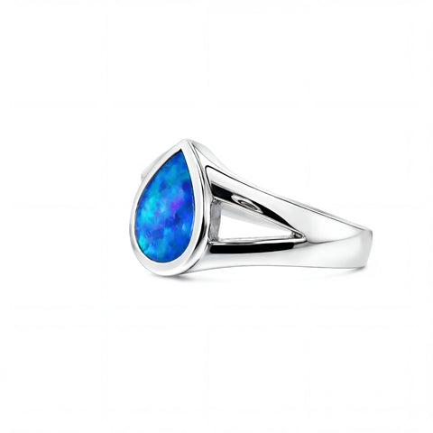 Doublet Opal Ring in 925 Sterling Silver - Green-Blue