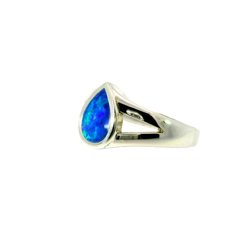 Doublet Opal Ring in 925 Sterling Silver - Green-Blue