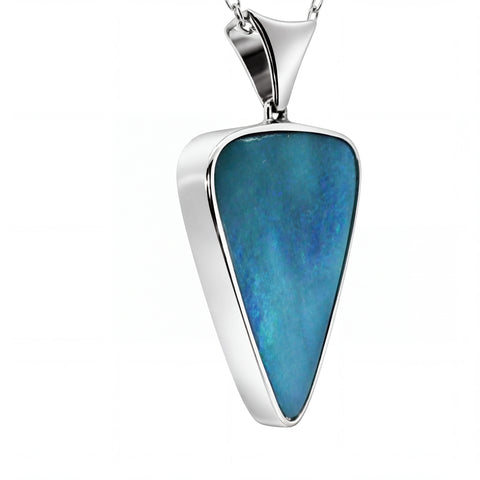 Doublet Opal Pendant in 925 Sterling Silver - Green-Blue