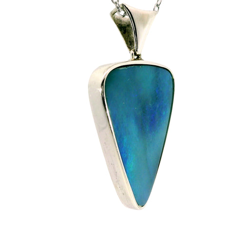 Doublet Opal Pendant in 925 Sterling Silver - Green-Blue