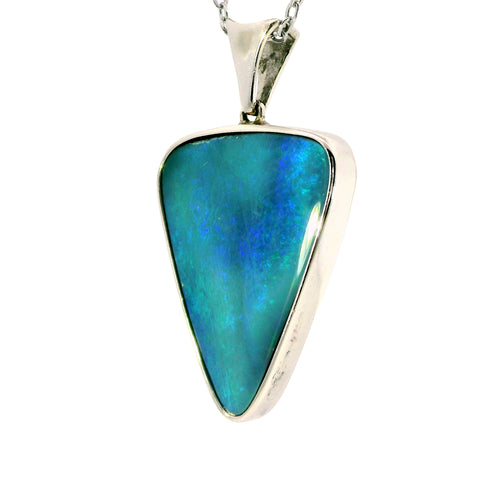 Doublet Opal Pendant in 925 Sterling Silver - Green-Blue