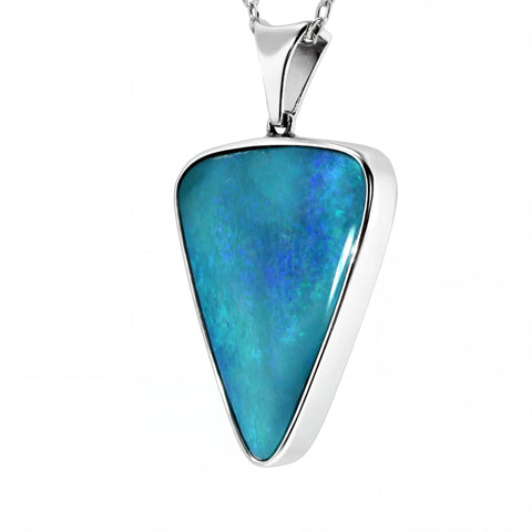 Doublet Opal Pendant in 925 Sterling Silver - Green-Blue - Australian Opal Cutters and Pearl Divers