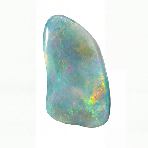 Multicoloured opal stone on a white background
