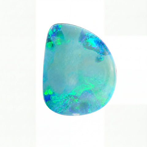 Multicoloured opal stone on a white background
