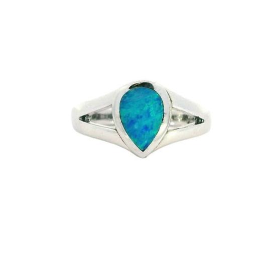 Australian Doublet Opal Ring Set in Sterling Silver