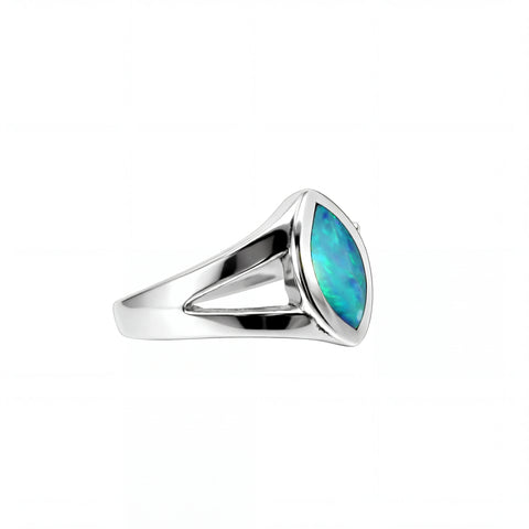 Doublet Opal Ring in 925 Sterling Silver - Green-Blue