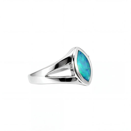 Doublet Opal Ring in 925 Sterling Silver - Green-Blue - Australian Opal Cutters and Pearl Divers